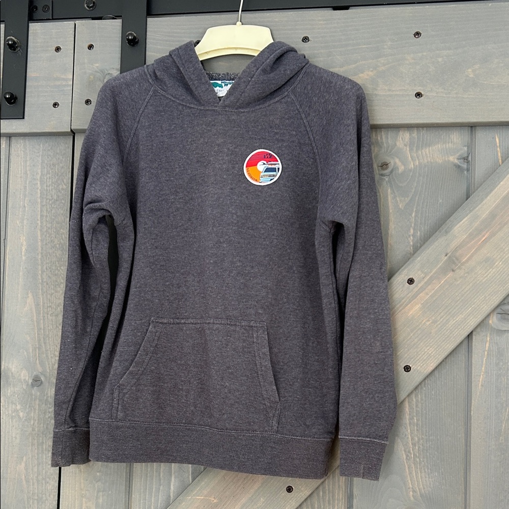 Wear Woody Gray Hoodie with Colorful Patches.